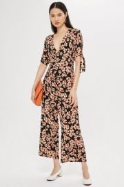 Daisy Print Wrap Jumpsuit at Topshop